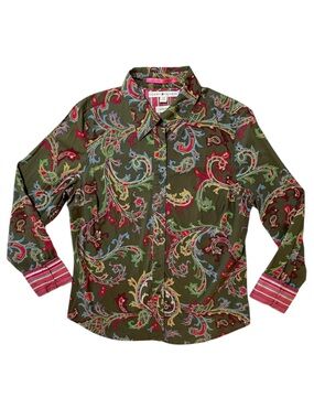 TOMMY HILFIGER Stretch Paisley Button Down Shirt Large